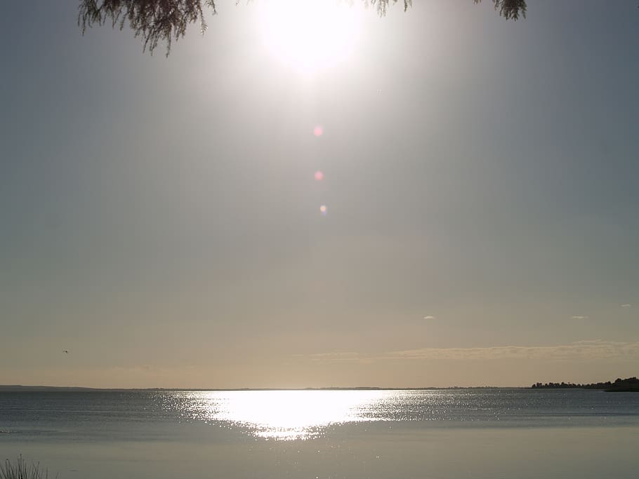 evening sun, lakeside, shore, sky, water, scenics - nature HD wallpaper