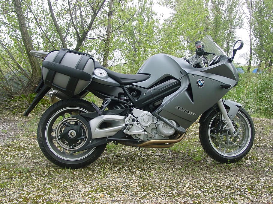 Bmw, Engine, Gray, Vehicle, f650st, motorcycle, forest, nature HD wallpaper
