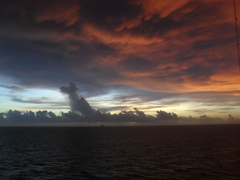 Ocean, Clouds, Sunset, Sea, Water, Water, Sky, nature, travel HD wallpaper