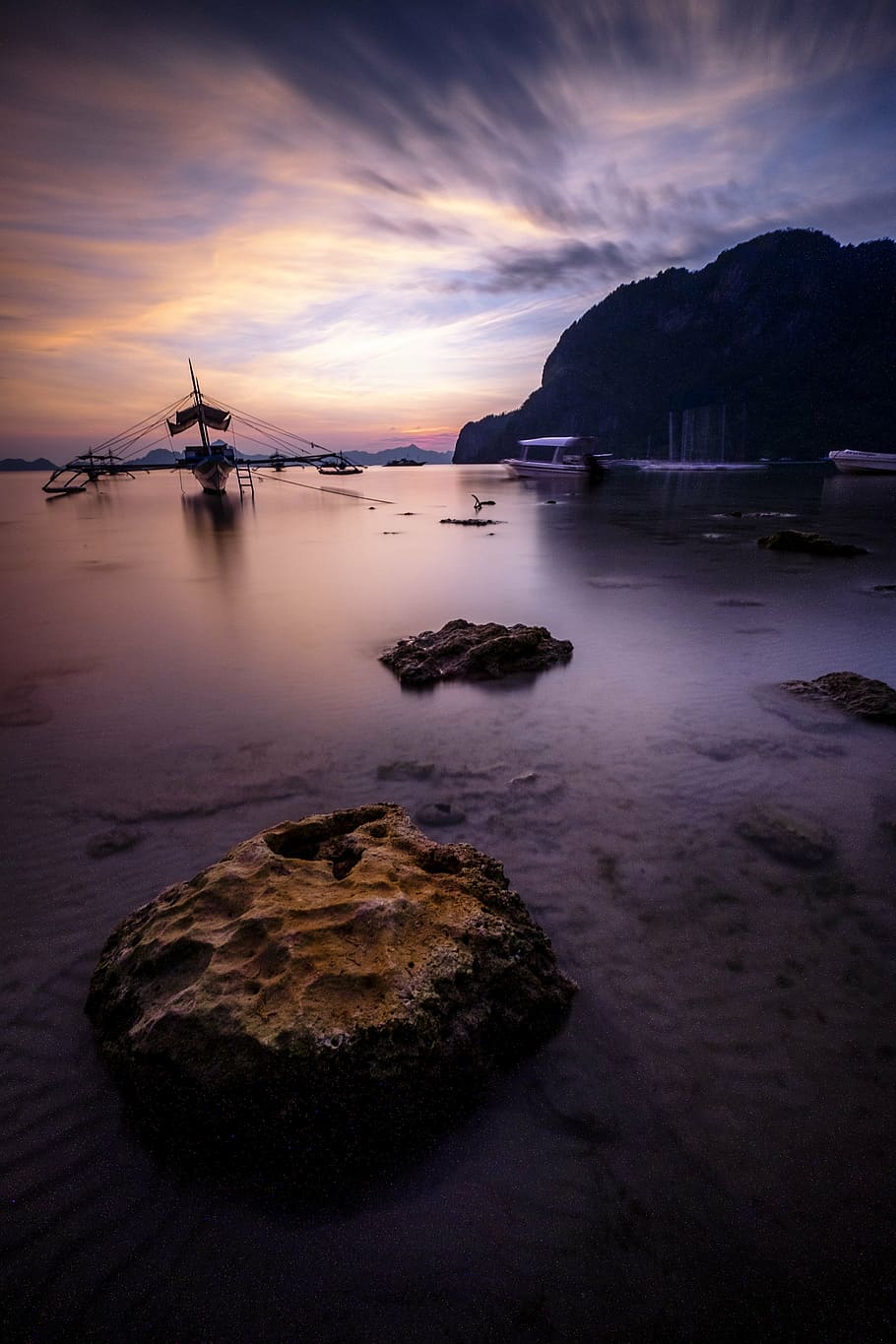 two boats on body of water during golden hour, sea, shore, beside HD wallpaper