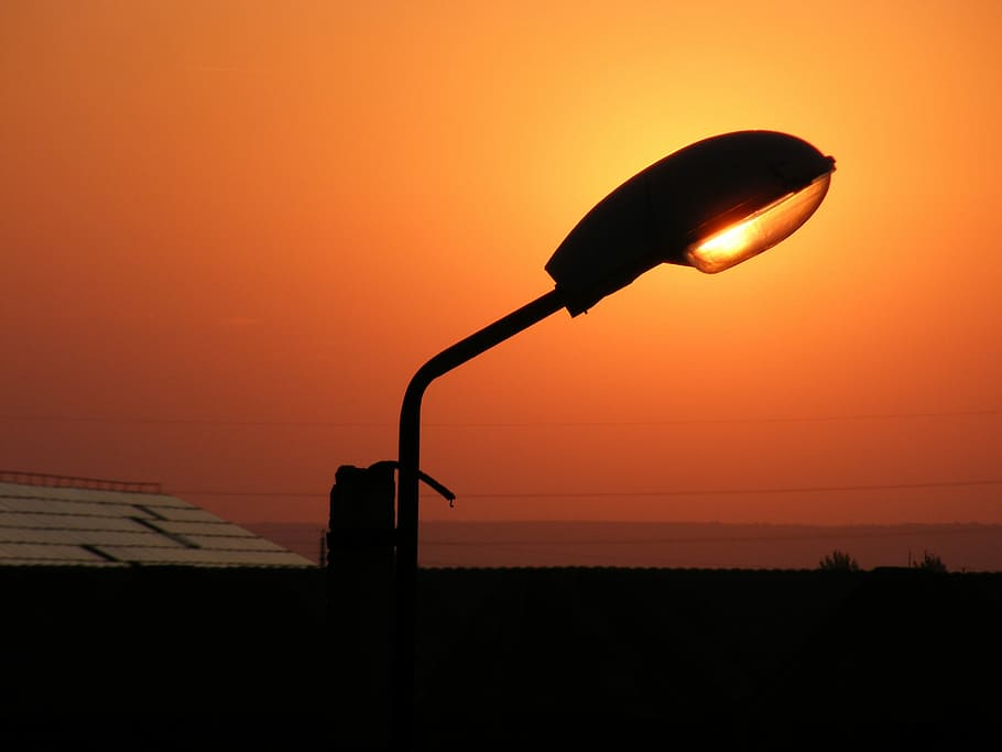East, Lamp, Sun, Red, sunset, no people, silhouette, sky, outdoors HD wallpaper