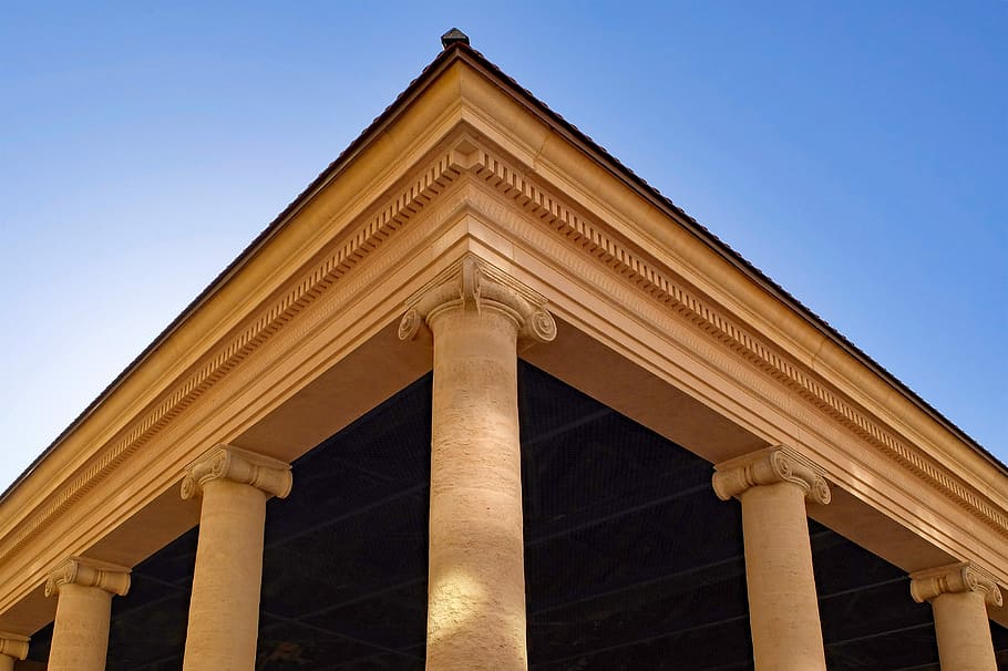 column, temple, antique, shrine, architecture, building, market hall HD wallpaper
