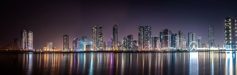 London skyline during nighttime, building, structure, infrastructure HD wallpaper