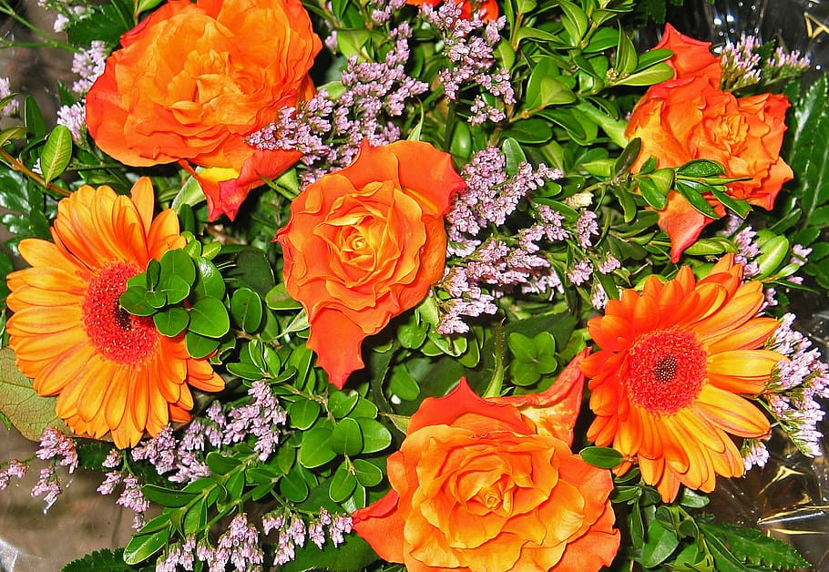 bouquet, gerbera, flowers, birthday bouquet, decorative, cut flowers, HD wallpaper