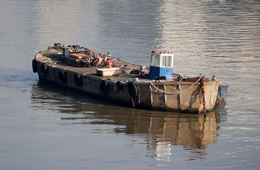 barge, river, boat, old, rusty, thames, london, water, nautical vessel HD wallpaper