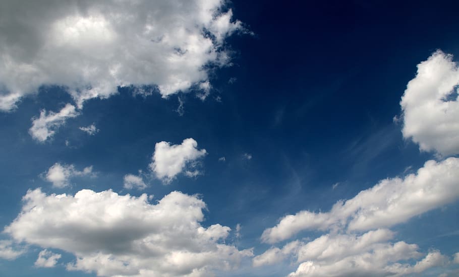 Cumulus Clouds, blue, steel blue, sunny, beautiful, summer HD wallpaper