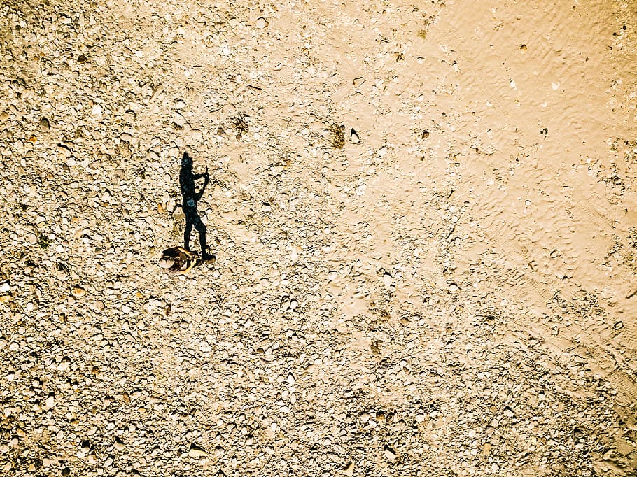 person standing on land, untitled, aerial, drone, shadow, from above HD wallpaper