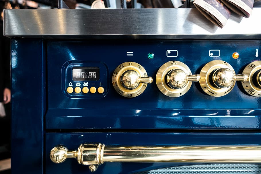 Vintage oven close up, kitchen, kitchenware, equipment, metal HD wallpaper