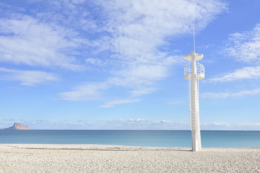 beach, sky, blue sky, sea, sand, clouds, cloud - sky, day, nature HD wallpaper