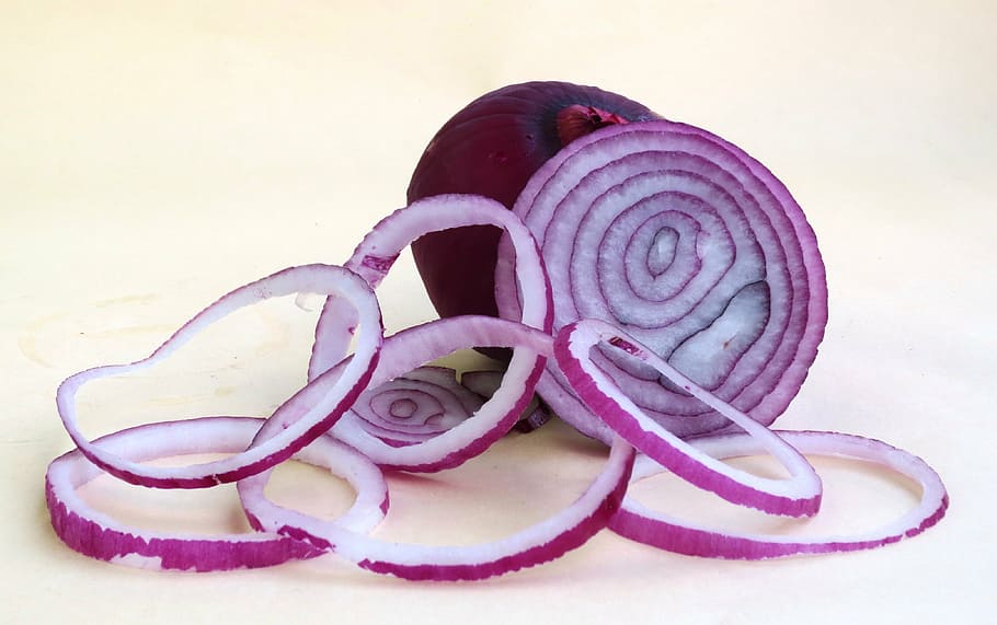 sliced red onions, fruit vegetable, food, dessert, gourmet HD wallpaper
