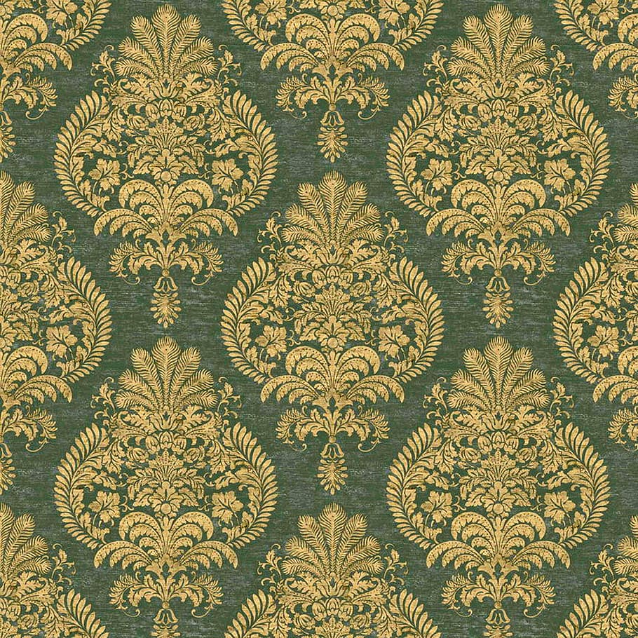 green and brown floral textile, paper, background, old, multi color