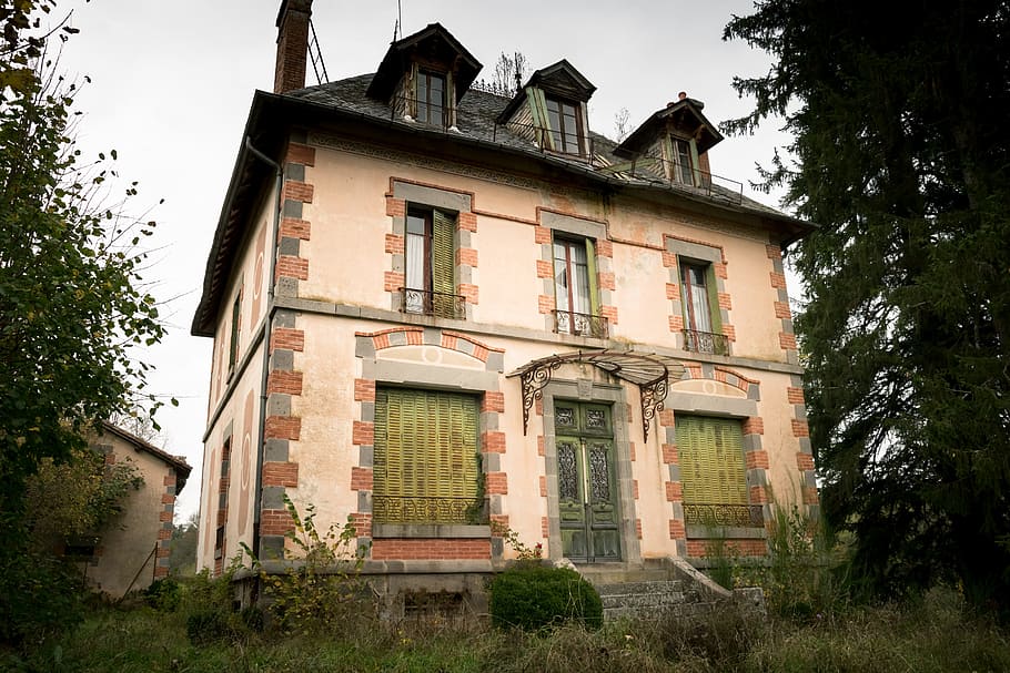 house, former, urbex, facade, architecture, roofs, old house HD wallpaper