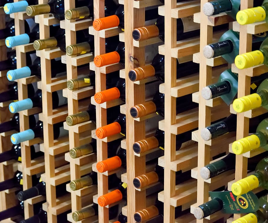 wine, display, bottles, vineyard, winery, alcohol, drink, shop HD wallpaper