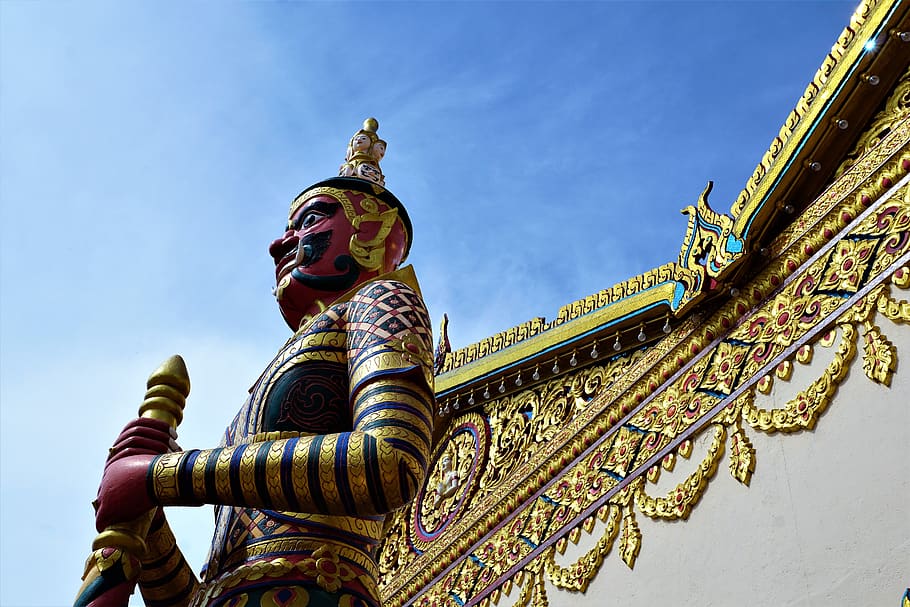temple, religion, statue, golden, travel, sculpture, buddha, HD wallpaper