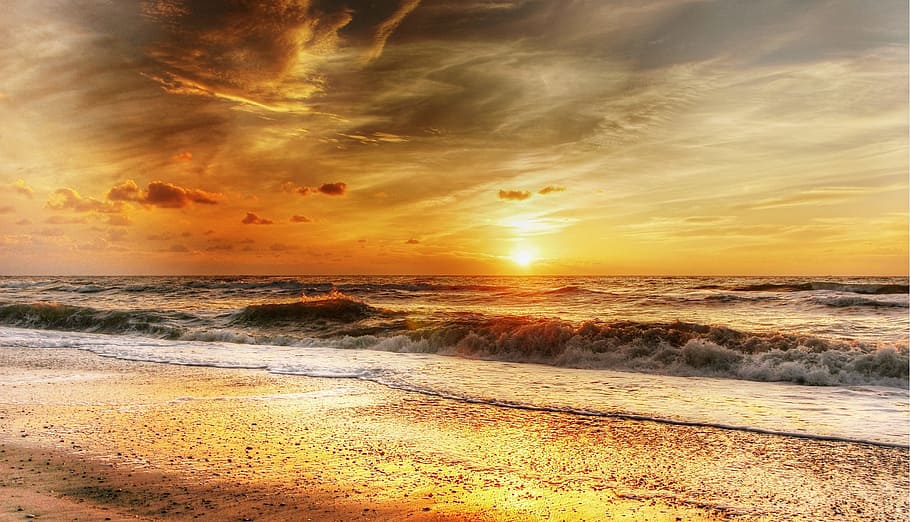 golden hour photography, denmark, sun, summer, sea, sunset, nature, HD wallpaper