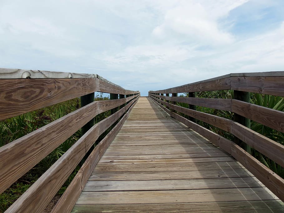boardwalk, sky, summer, beach, relaxation, silence, wooden HD wallpaper