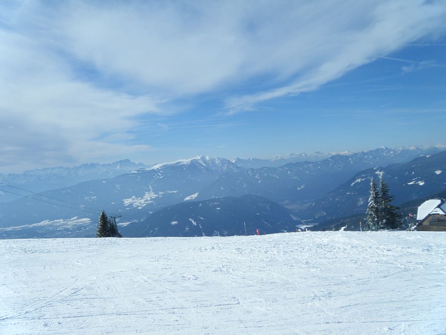 landscape, mountains, winter, snow, nature, european Alps, forest HD wallpaper