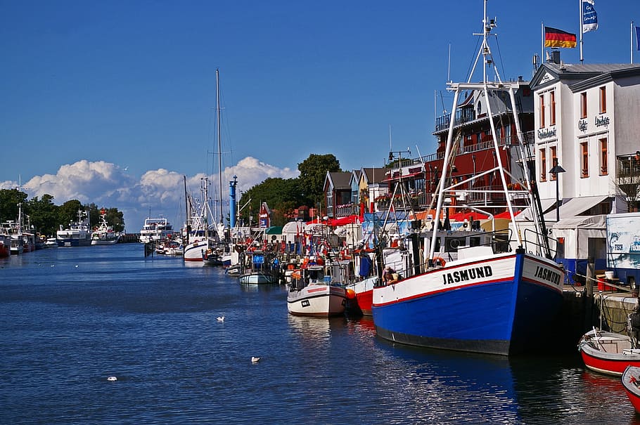 warnemünde, port, ship, baltic sea, water, tourism, boot, fishing boat, HD wallpaper