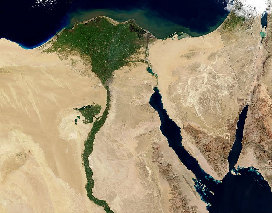 aerial view of island, egypt, nile, map, atlas, water, nature