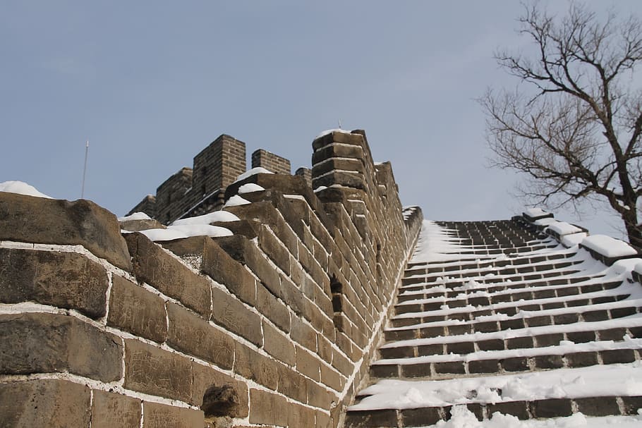 building, stone, sky, wall, tourism, china, the great wall of china, HD wallpaper