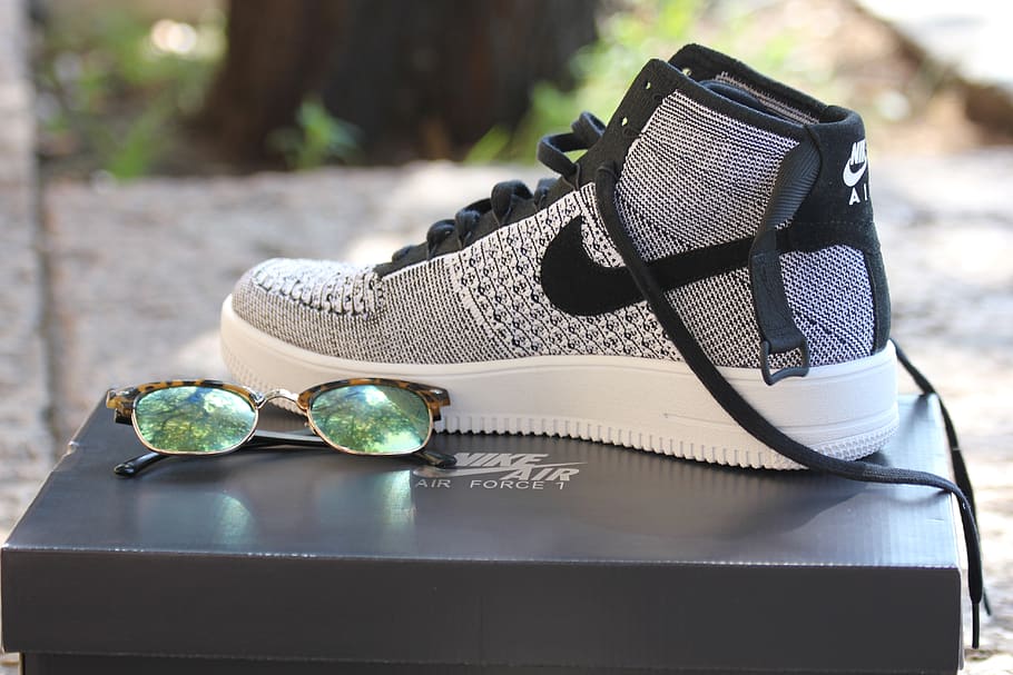 shoe, sneaker, glasses, gray, focus on foreground, no people HD wallpaper