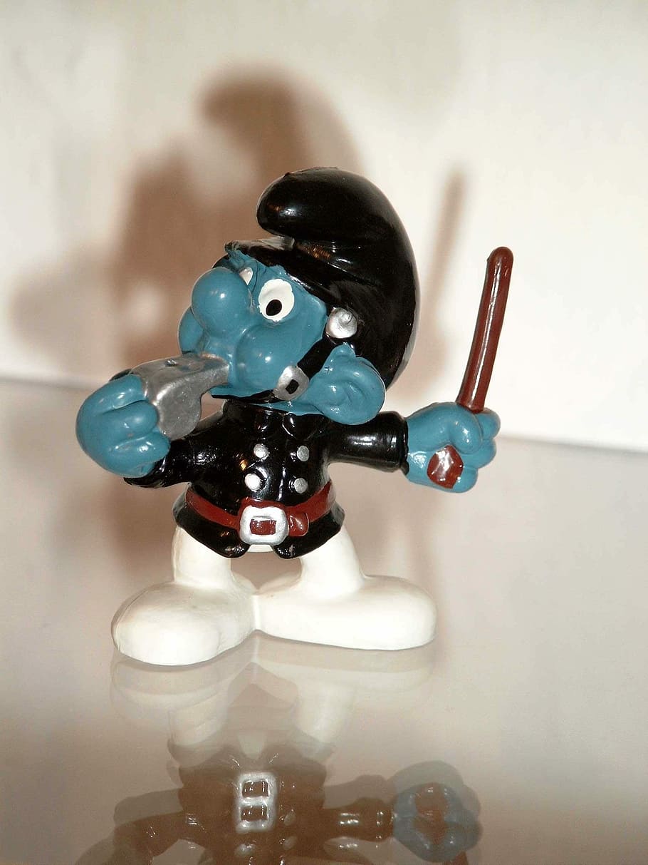 Smurf, Constable, Uniform, robot, futuristic, toy, indoors HD wallpaper