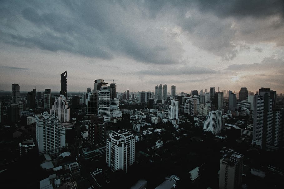aerial photography of high-rise buildings, landscape aerial photography of highrise buildings at daytime HD wallpaper