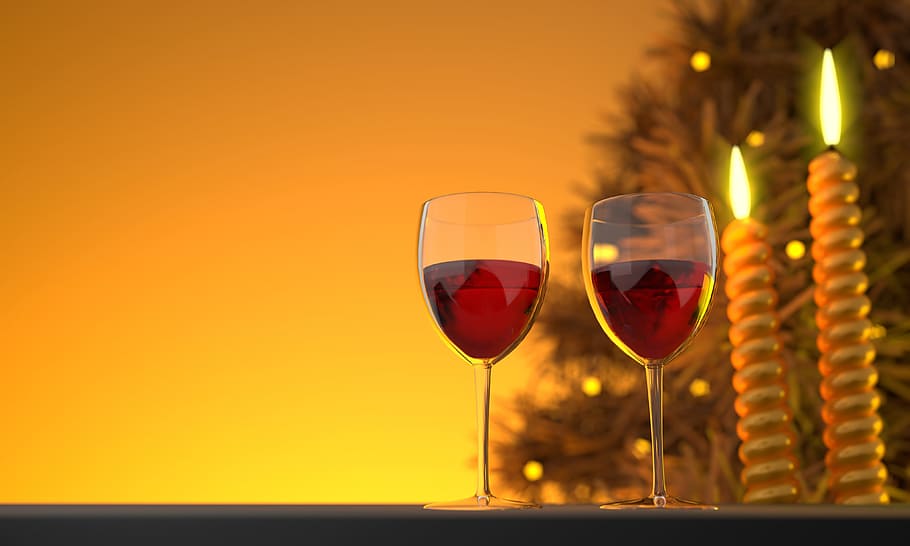 two wine bottle and candles sticks, glass, alcohol, glass of wine, HD wallpaper