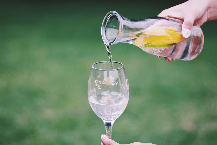 shallow focus photography person filling wine glasses of water HD wallpaper
