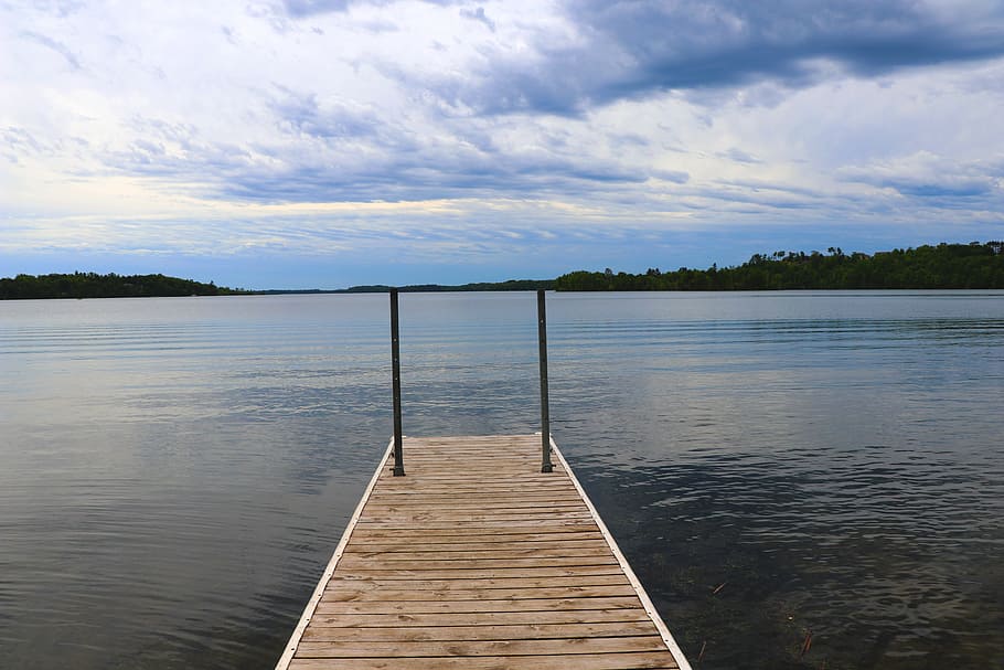 pier, dock, lake, water, summer, sky, blue, nature, cloud - sky HD wallpaper