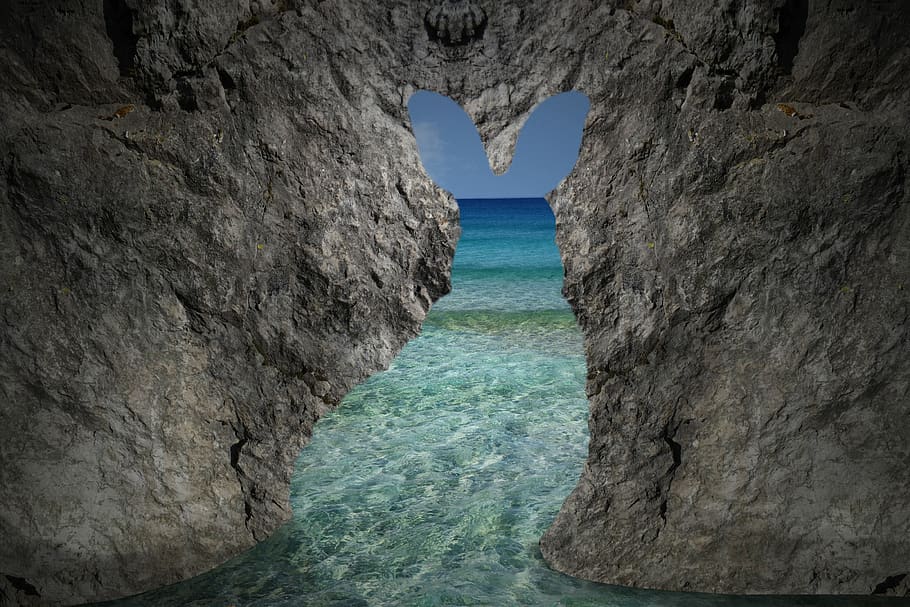 rabbit, cave, island, summer, sea, nature, beach, landscape, HD wallpaper