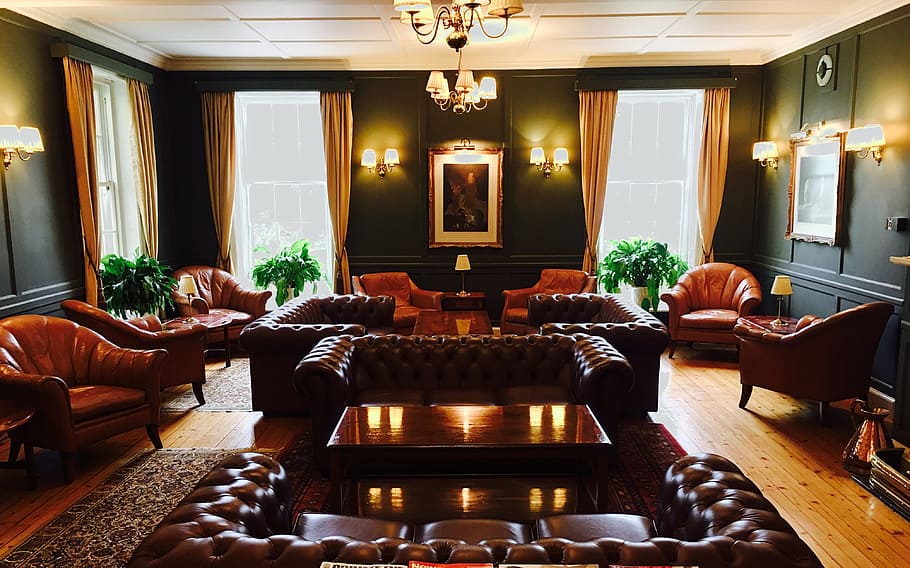 photo of brown leather sofa set, furniture, seating furniture