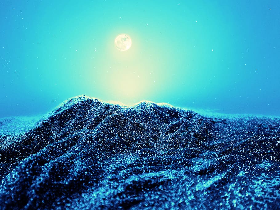 full moon wallpaper, Glitter, Mountain, Night, Sparkle, Shine HD wallpaper