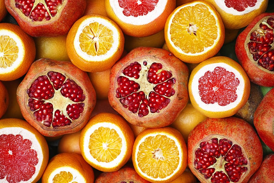 Oranges and pomegranate, food/Drink, diet, fruit, fruits, health, HD wallpaper