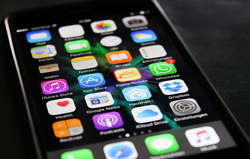 space gray iPhone 6 and black case, Whatsapp, Ios, homescreen HD wallpaper