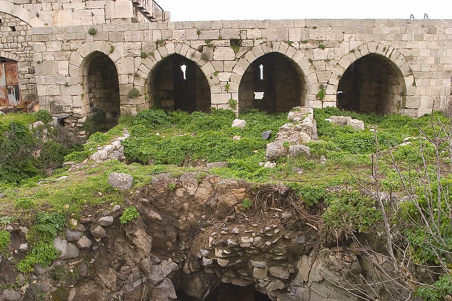 krak of chevaliers, crusader, syria, ancient cities, arch, built structure, HD wallpaper