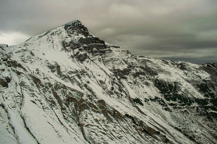 snow-covered mountain, snow covered mountain, rock, summit, peak HD wallpaper