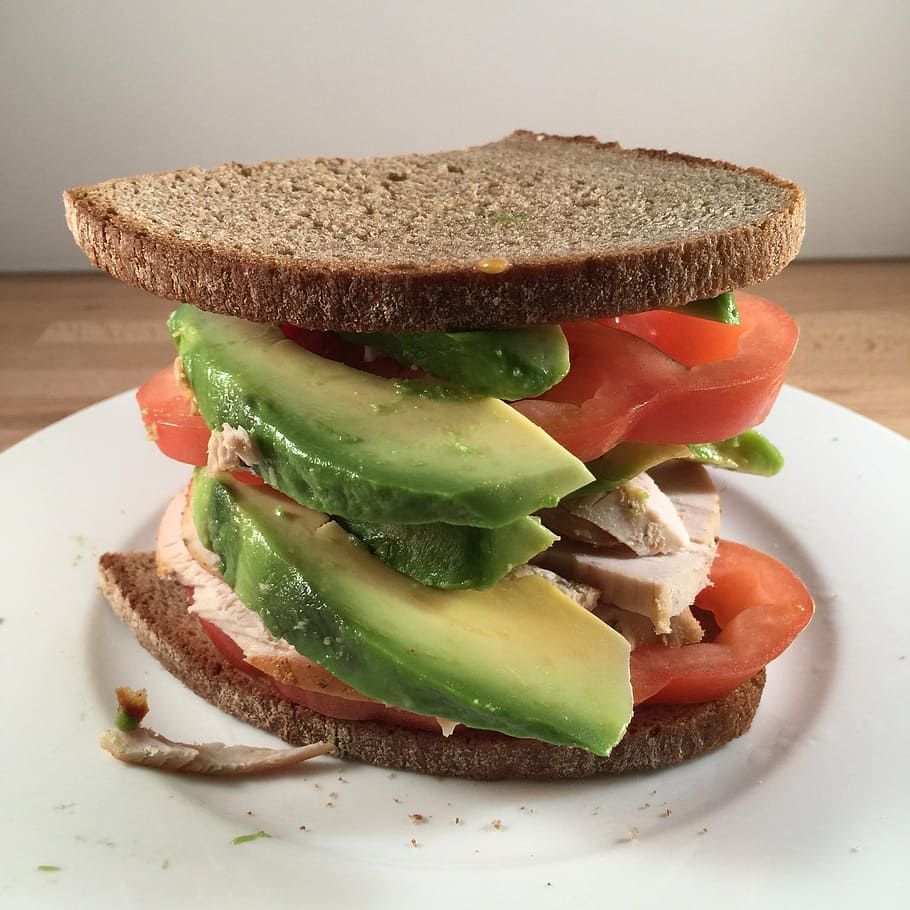 sandwich, avocado, tomato, food, food and drink, bread, freshness HD wallpaper