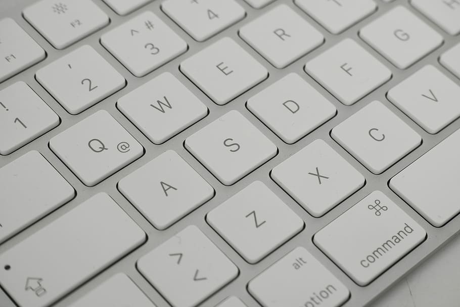 Apple computer keyboard, letters, print, white, detail, macro HD wallpaper