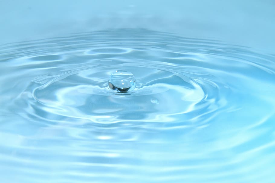 macro, drop, nature, water, blue, liquid, purity, ripple, reflection HD wallpaper