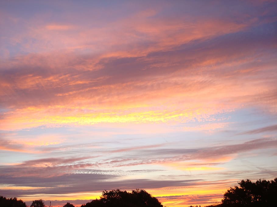 clouds, sky, mood, covered sky, sun, yellow, romance, glow HD wallpaper