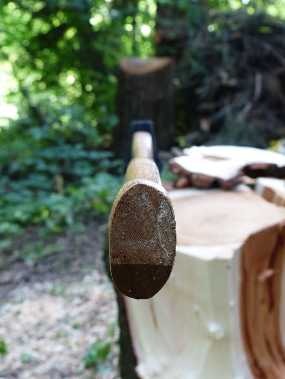 Ax, Axe, Hack, Wood Chop, Log, make wood, work, forest work HD wallpaper