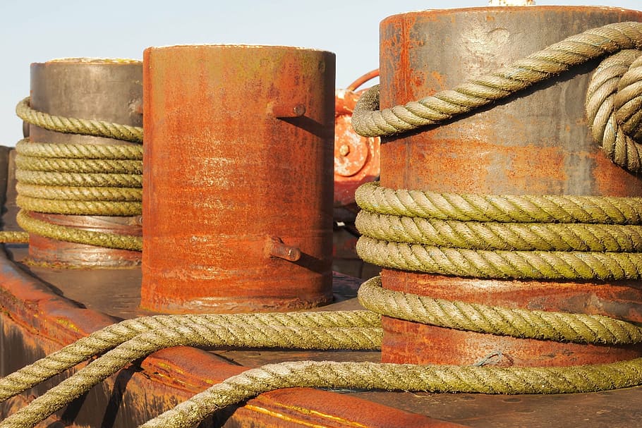 brown ropes, sea, sailor, rust, metal, steel, ship, port, amsterdam HD wallpaper