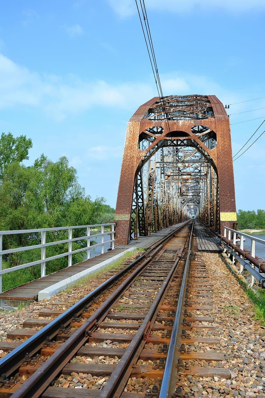 HD wallpaper: bridge, railway bridge, rails, tracks, railway line, sky ...