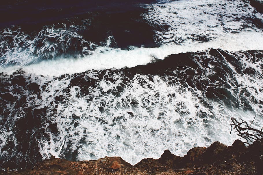 seawave at daytime, waves by rock formation, sea waves, shore HD wallpaper