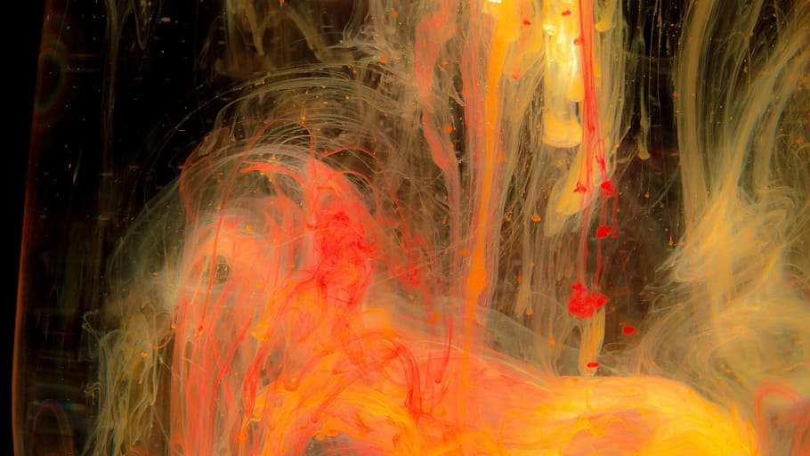 pink, orange, and yellow abstract painting, red, yellow, and black abstract painting HD wallpaper