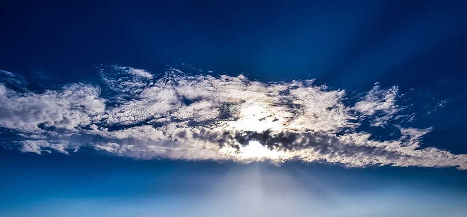 cloud formation, Clouds, Light, Sunbeam, Sunlight, sky, blue sky clouds HD wallpaper