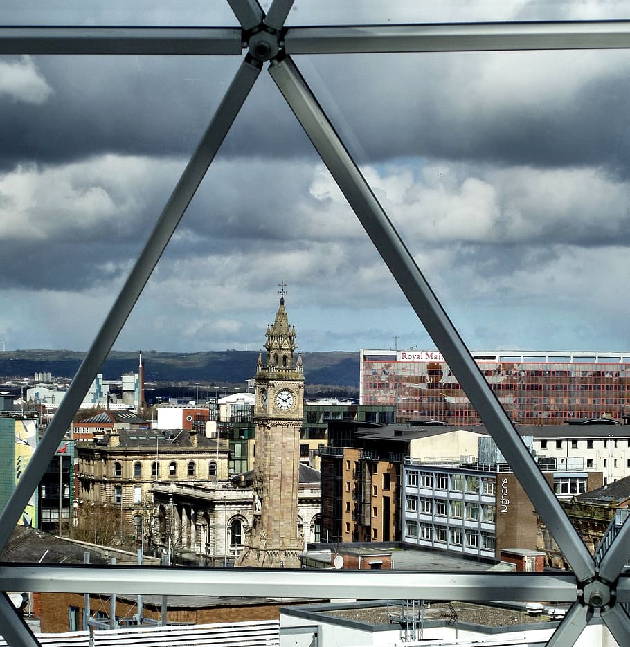 tower, the view through the window, belfast, clock tower, built structure HD wallpaper