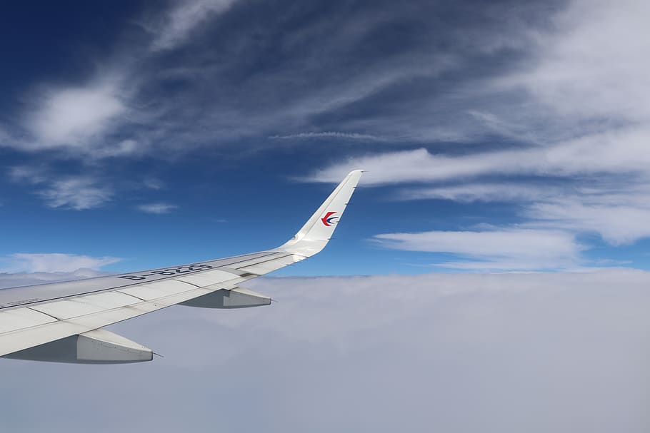 sky, aircraft, flight, cloud, blue sky, airplane, cloud - sky HD wallpaper