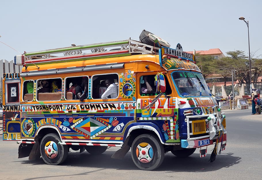senegal, dakar, bamba, bus, mode of transportation, land vehicle, HD wallpaper